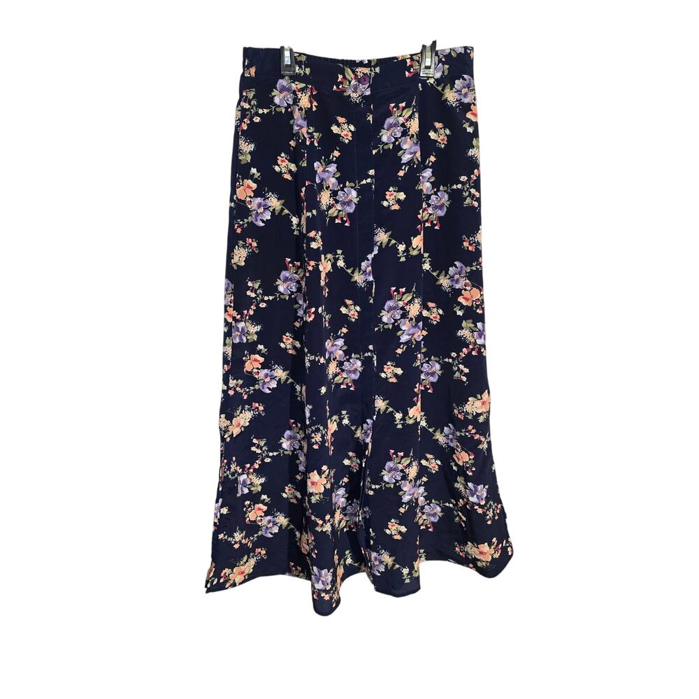 Vintage S.A. Designs Blue Floral Maxi Skirt Size M